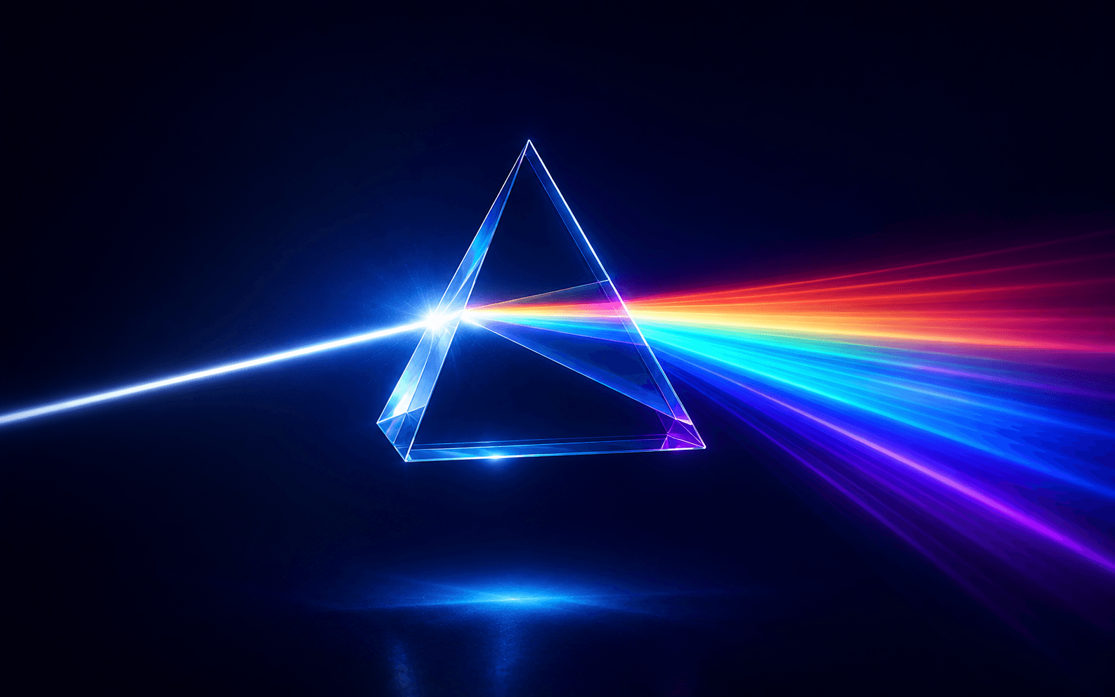 A prism refracting a beam of light into a spectrum